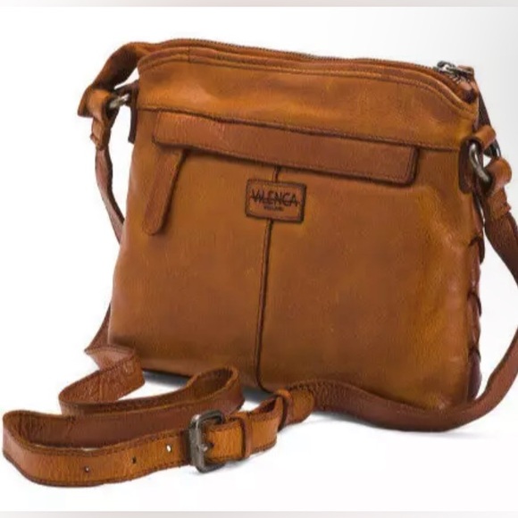 Vilenca Holland Woven Leather Cognac Brown Shoulder Purse Crossbody Bag - Picture 4 of 11